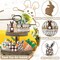 Easter Bunny Tiered Tray Decor, Farmhouse Tiered Tray Decorations, Happy Easter Bunny Carrots Buffalo Plaid Wooden Signs, Spring Rustic Rabbit Decor for Home Table Mantel Church Party